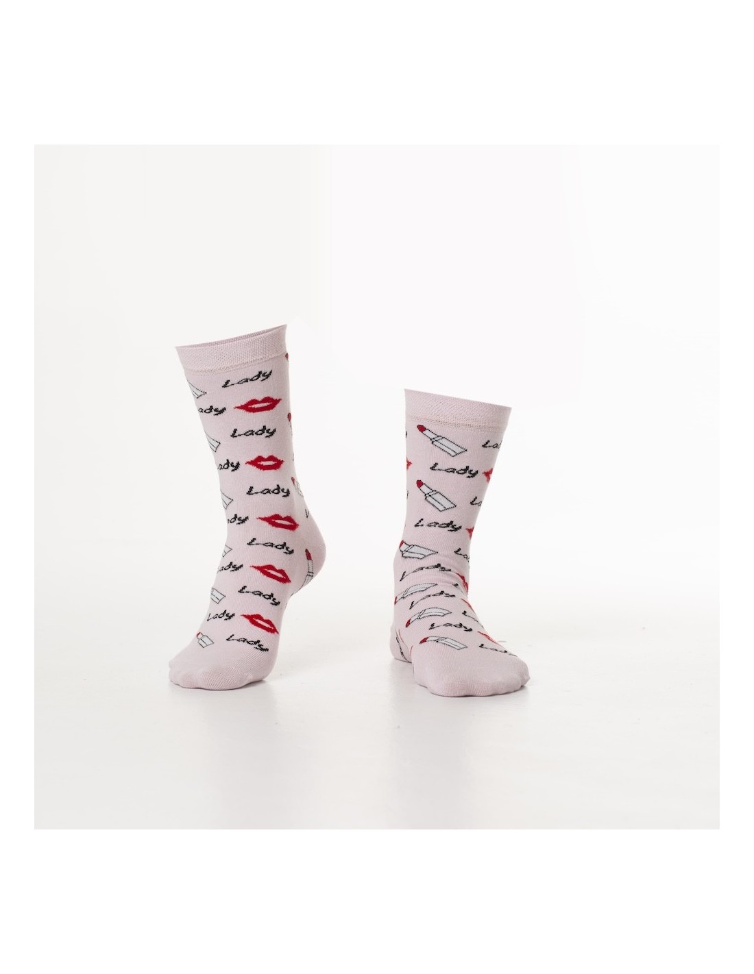 Light pink women\'s socks with lips SD17 - Online store - Boutique